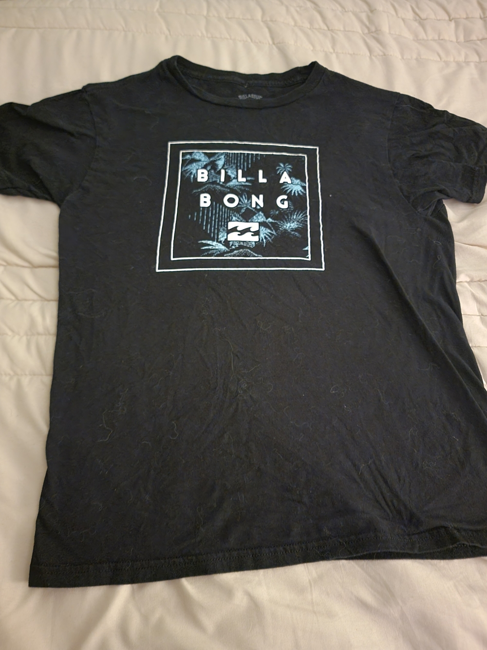 Billabong Black Short-Sleeve Graphic Tee with Blue Accents